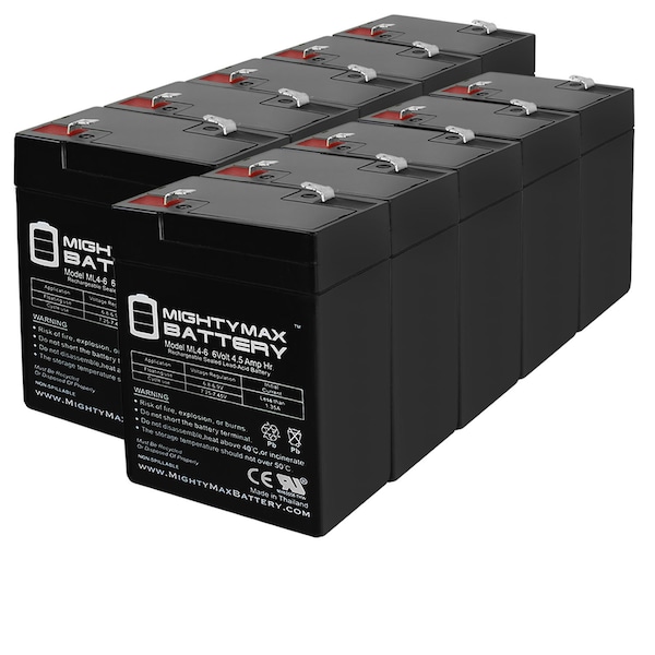 Mighty Max Battery 6 Volt 6v 4.5ah Rechargeable Deer Game Feeder Battery - 10 Pack ML4-6MP1082542